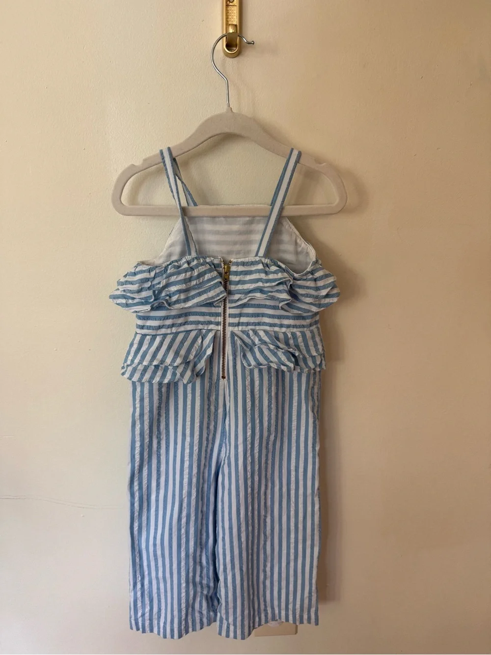 OshKosh B'gosh Blue and White Striped Ruffle Romper